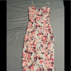 Faye floral print strapped midi bodycon dress